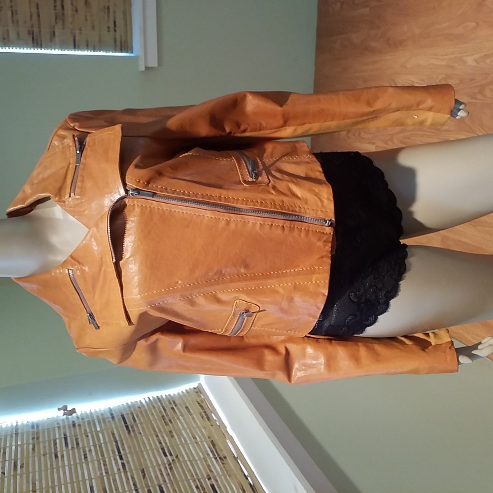 BCBGMaxAzaria  Leather Jacket  Cognac Colored size L